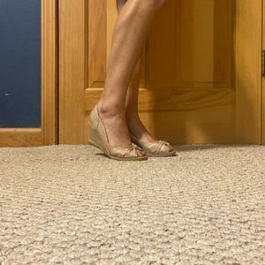 Tan Open Toe Wedges
